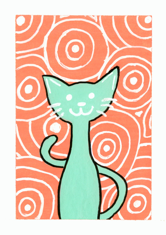 ACEO Original Cat Kitty Kitten Pet Miniature Painting Animal Art OneCraftyLady