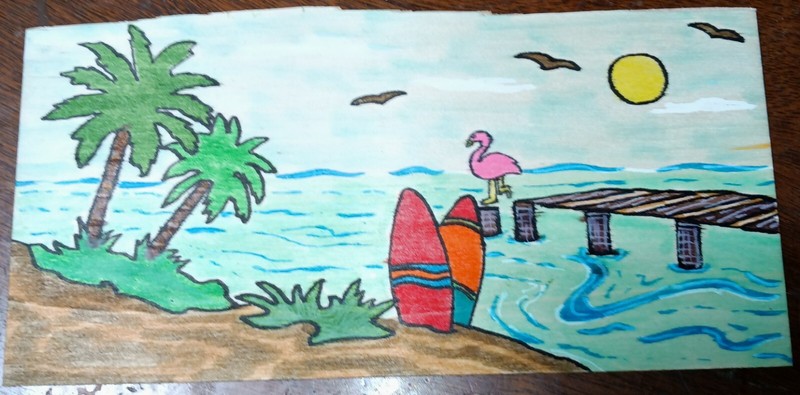 2 Piece Set – Beach, Jellyfish, Seahorse, Coral, And Fish Paintings On Wood