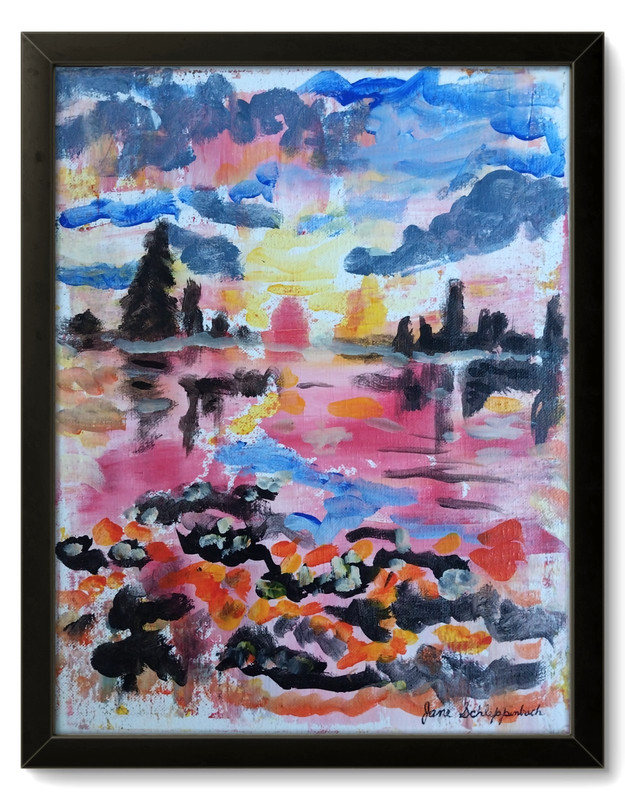 Landscape Colorful Modern Original 11×14 Signed Canvas Wall Art Acrylic BACH