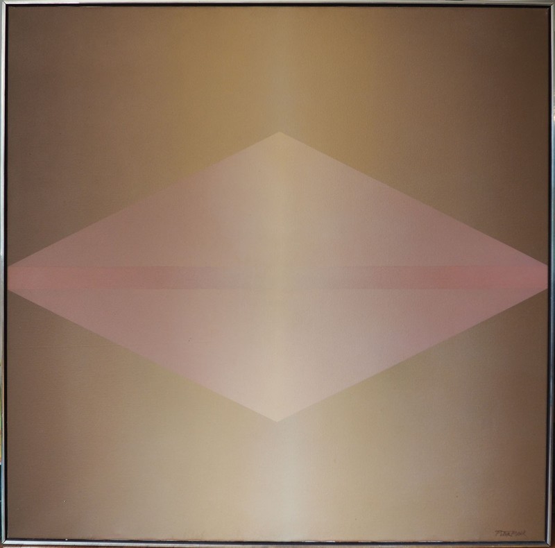 Abstract geometry modern vintage minimalist painting by Peter Mack