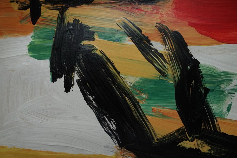 Fine unique painting – Expressive abstract composition, signed Kline gallery