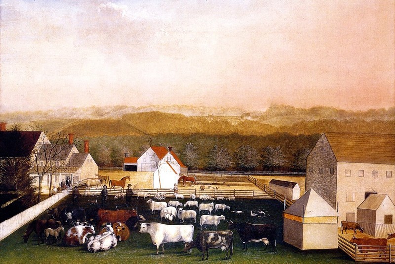 Oil cows A-May-Morning-View-of-the-Farm-and-Stock-of-David-Leedon-Edward-Hicks