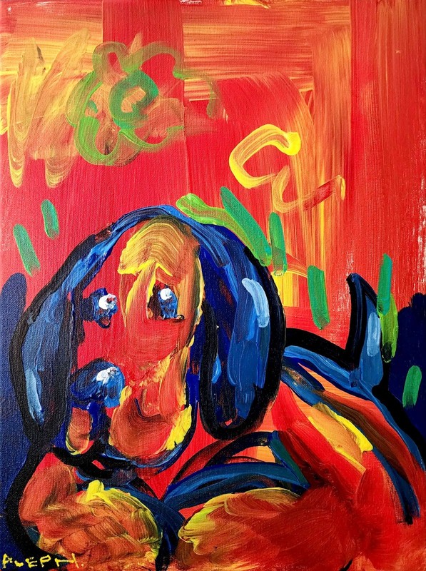 Abstract Expressionism Original Painting Dog 16x12 Fine Art Canvas Decor gallery
