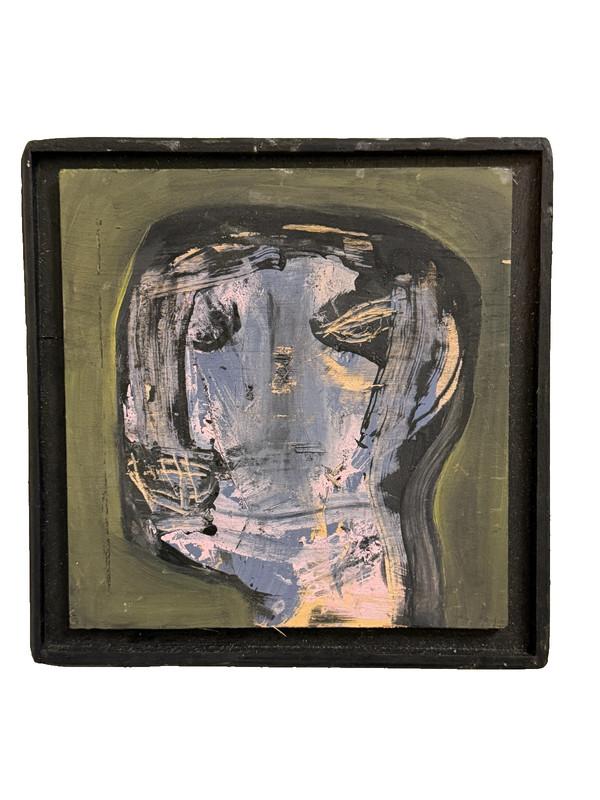 Modern Abstract Expressionist Figurative Painting Textured Surface Framed Art