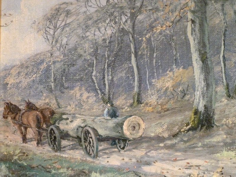 AXEL NORDBYE! MAN AND HORSES WORKING IN THE FOREST gallery