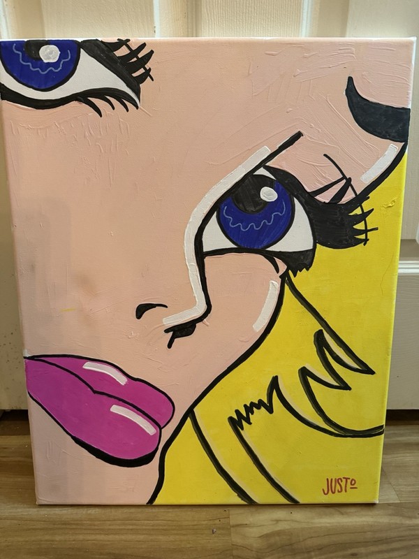JUSTO Original Pop Art Painting Acrylic On Canvas 16×20