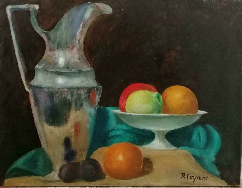 FINE Style of Paul Cézanne – Antique Composition Oil Canvas / Signed