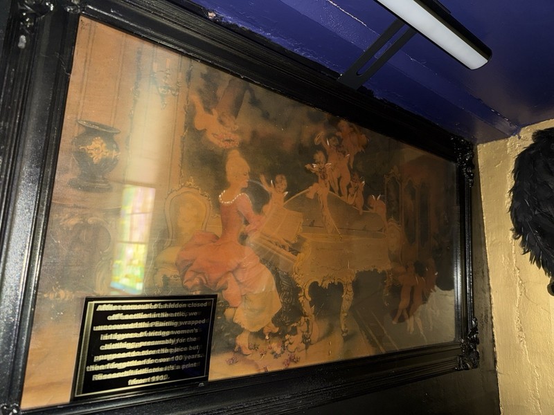 1910 Angels & Cherubs Painting In Original Frame From Church Antique Store