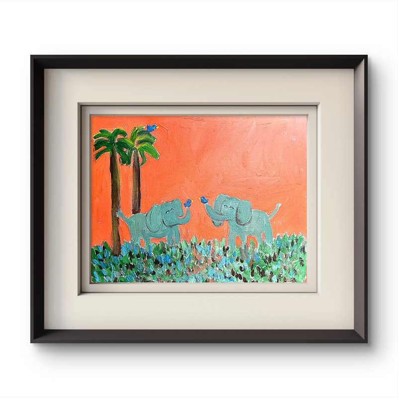Two Elephants In Love Unique Abstract Expressionism Wall Art Canvas gallery