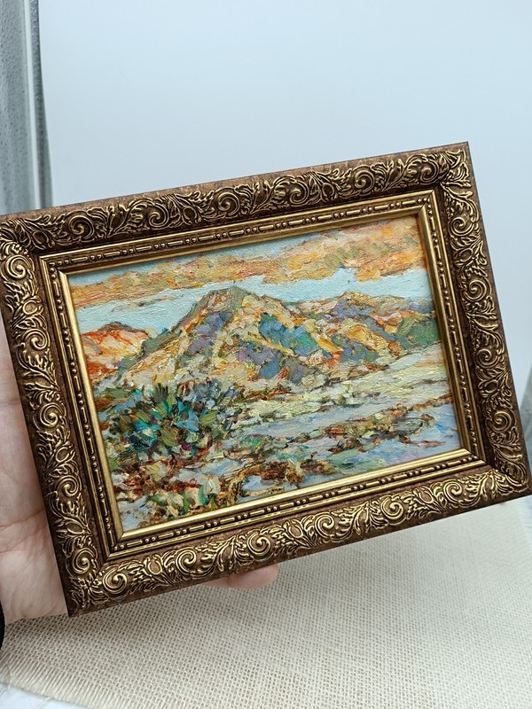 Summer Nature Oil Painting Original Artwork in Frame Signed 5 x 7 inches gallery