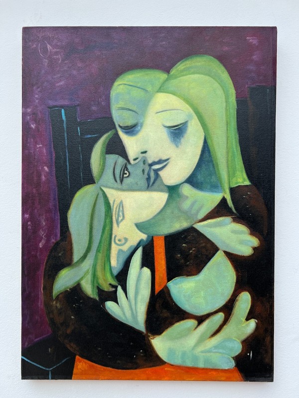 Pablo Picasso , Painting Oil On Canvas , signed stamped vintage 50 x 70 cm