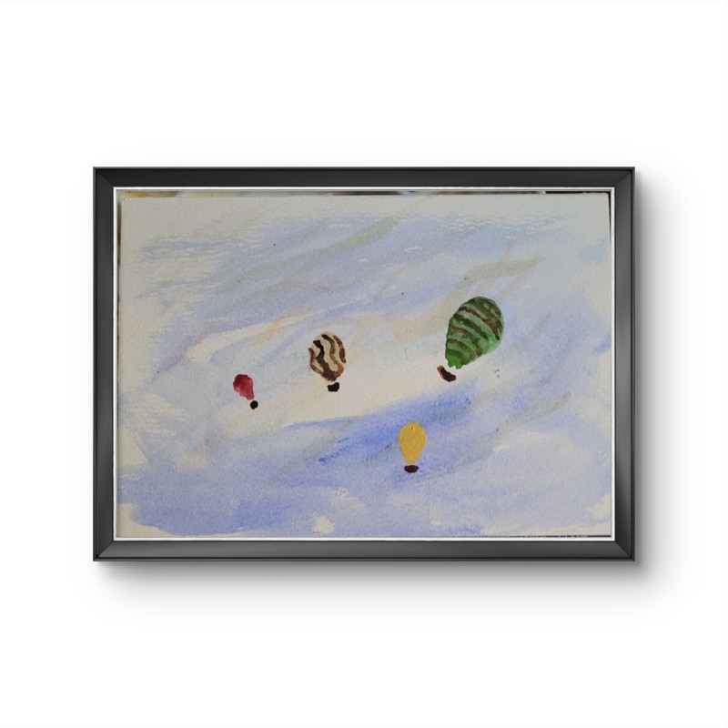 Hot Air Balloons Contemporary Pop Art Acrylic Painting Signed 5x7 gallery