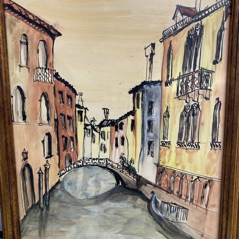 Vintage Painting Venice Italy 13” X 18” Framed