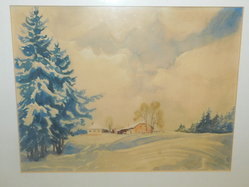 Watercolours Winter Landscape With Tree! gallery