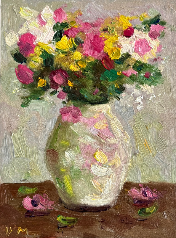 Wildflowers Original Oil Painting Flowers Impasto Floral Still Life Art Signed