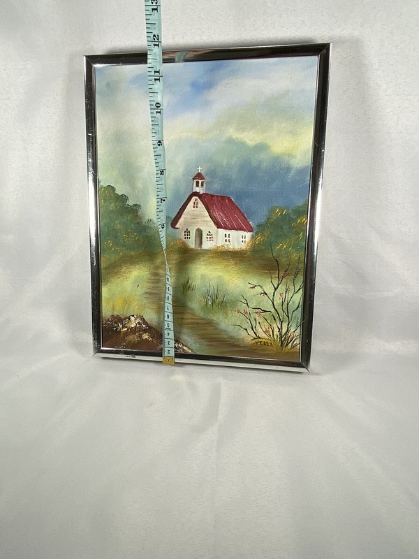 Original Acrylic on Canvas Country Pathway To Church By Vella 1993 Framed gallery