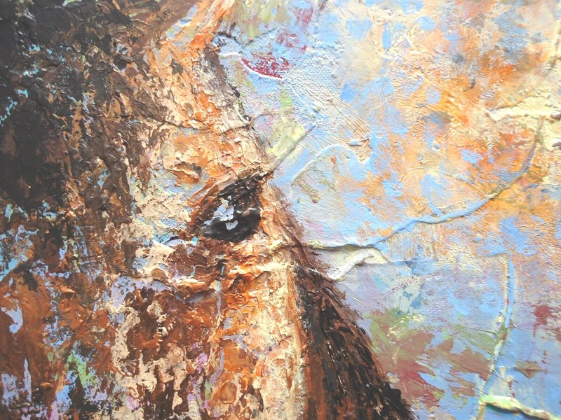 HORSES Original Signed Painting Steven Graff "Copper Lead" 16x16 gallery wrap gallery