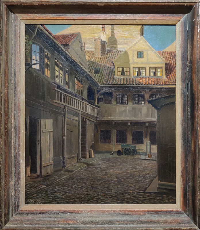OLD CITY YARD, original oil painting