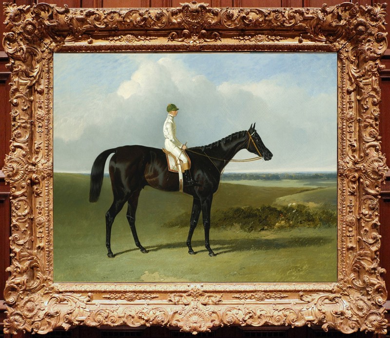Hand Painted Oil Painting Classical Equestrian Bay Racehorse Jockey Vintage Art
