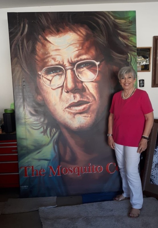 Oversize oil painting replicating the movie poster for THE MOSQUITO COAST