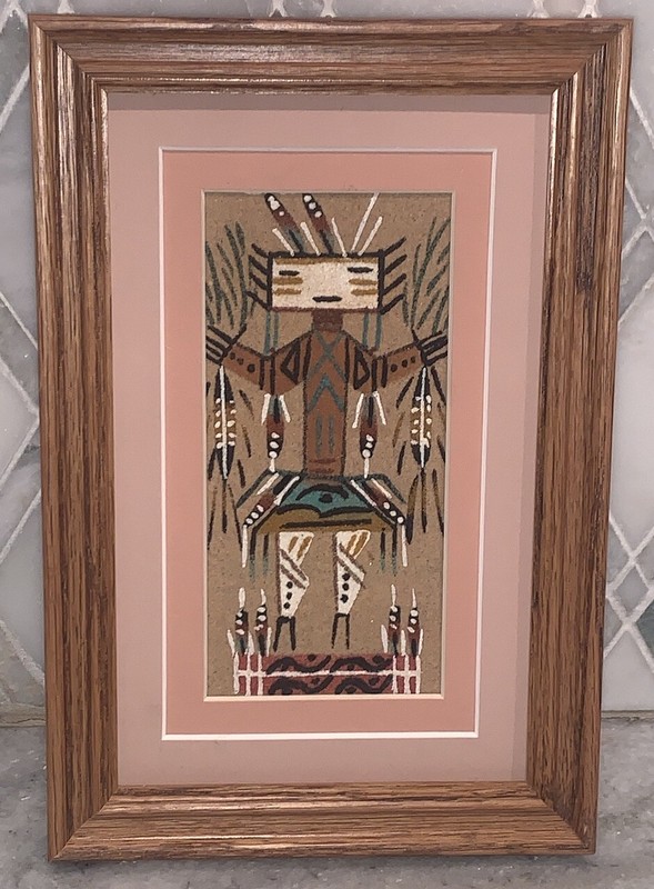 C Chee Sand Male Yei Navajo Native American Indian Framed 6 1/8”x9 1/8” Healing