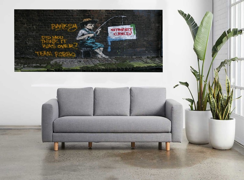 LARGE PAINTING CANVAS STREET ART GRAFFITI PRINT robbo fishing gallery