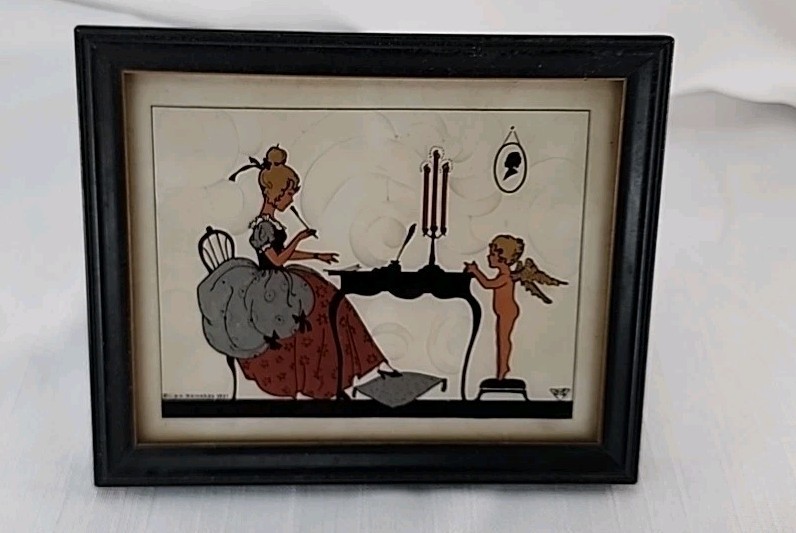 Framed ***P I X I E *** Reverse Painting on Glass ~ C & A Richards 1931 *FAIRY* gallery