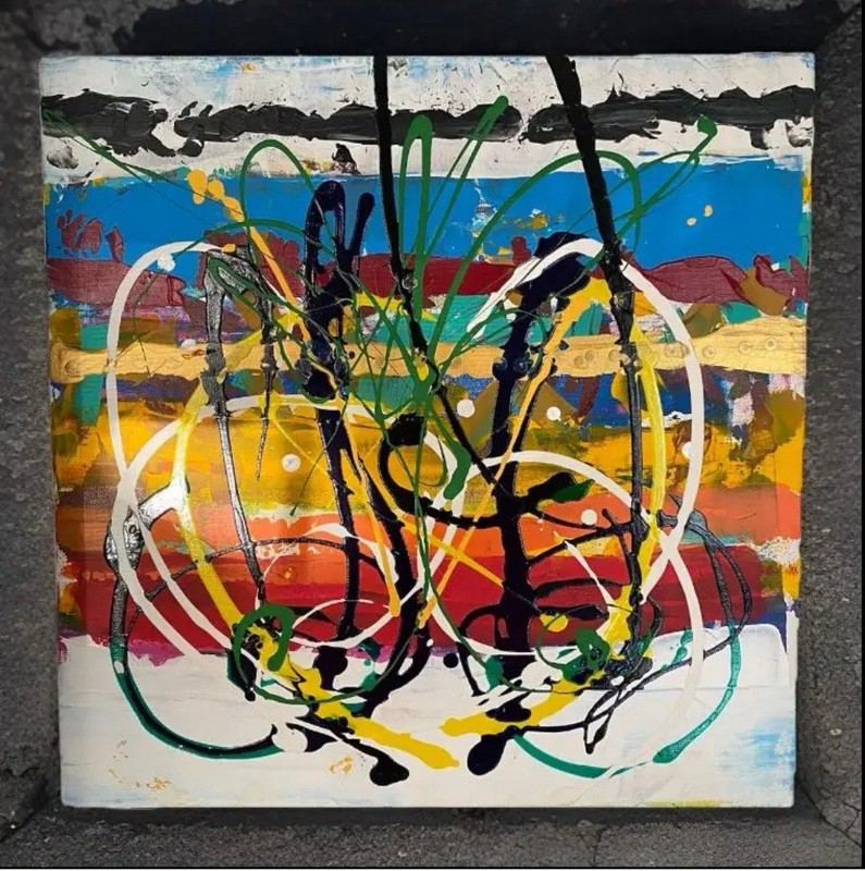 Contemporary Original Abstract Art Acrylic Painting Latino Expressionist Artist