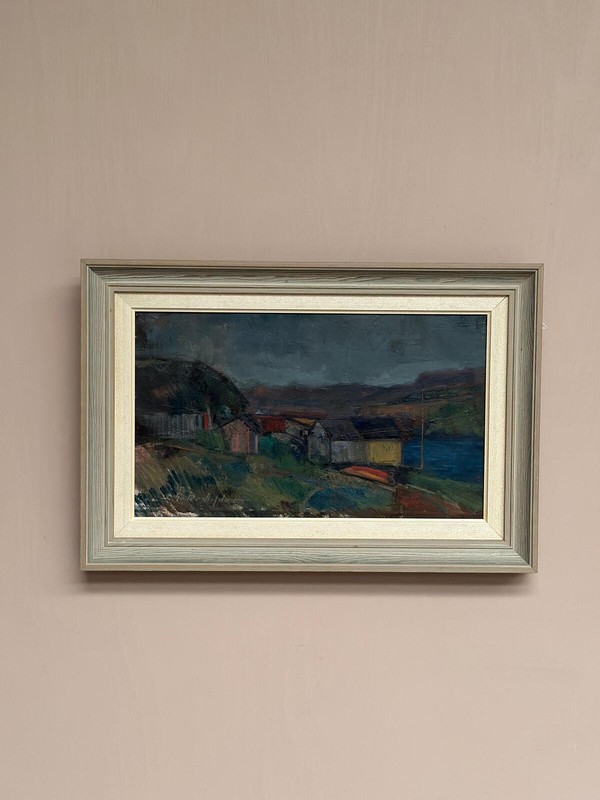 Swedish Oil on Canvas – “Village” by Gustav Adolf Johansson – 35.5 × 52.5 cm gallery