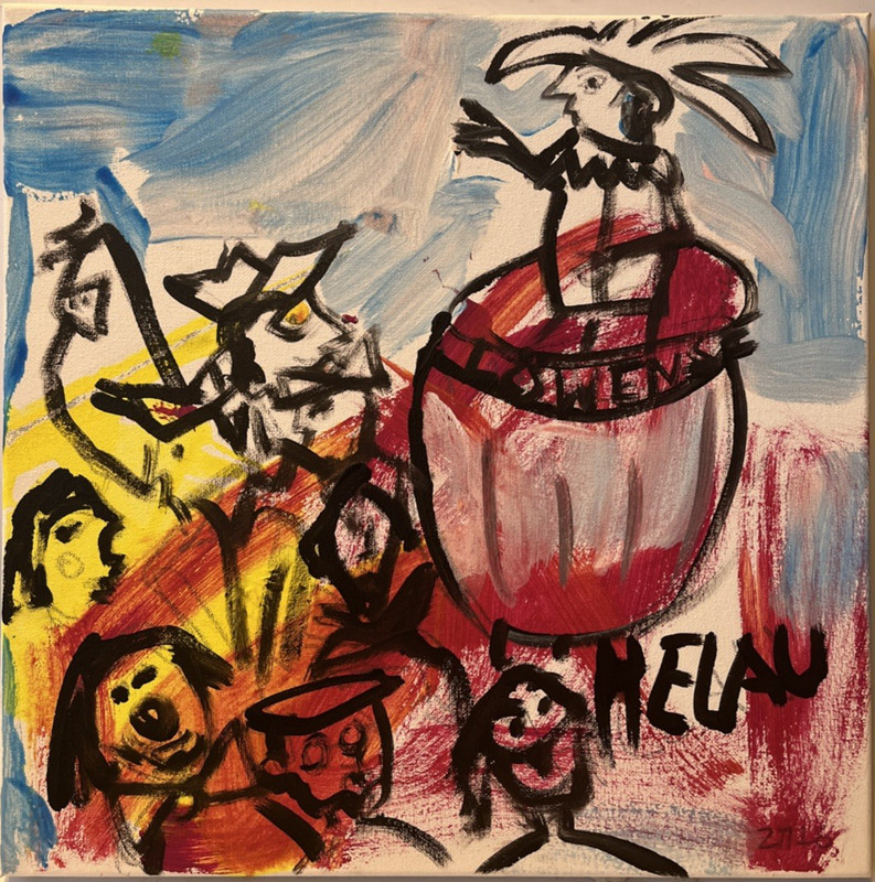 Carnival Düsseldorf Tilly original 40×40 acrylic picture canvas drawing unique