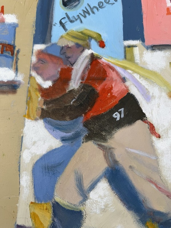 Elbert Price Oil Painting "Baby It's Cold Outside" Folk Art Ice Fishing 24x30” gallery
