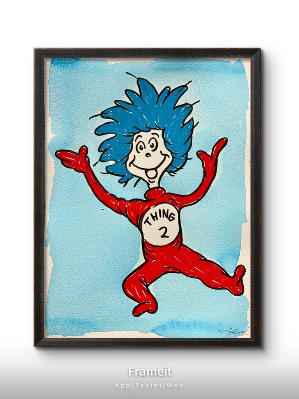 Original Thing 2 Painting By Alannah Dyer- Acrylic 9×12 in. Dr. Seuss Cat Hat 1