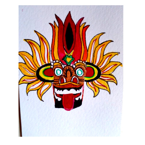 ACEO traditional art Sri Lanka Cards yaka ART PAINTING HAND NEW