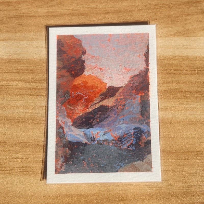 Miniature original painting Death Valley Mosaic Canyon hiking desert landscape