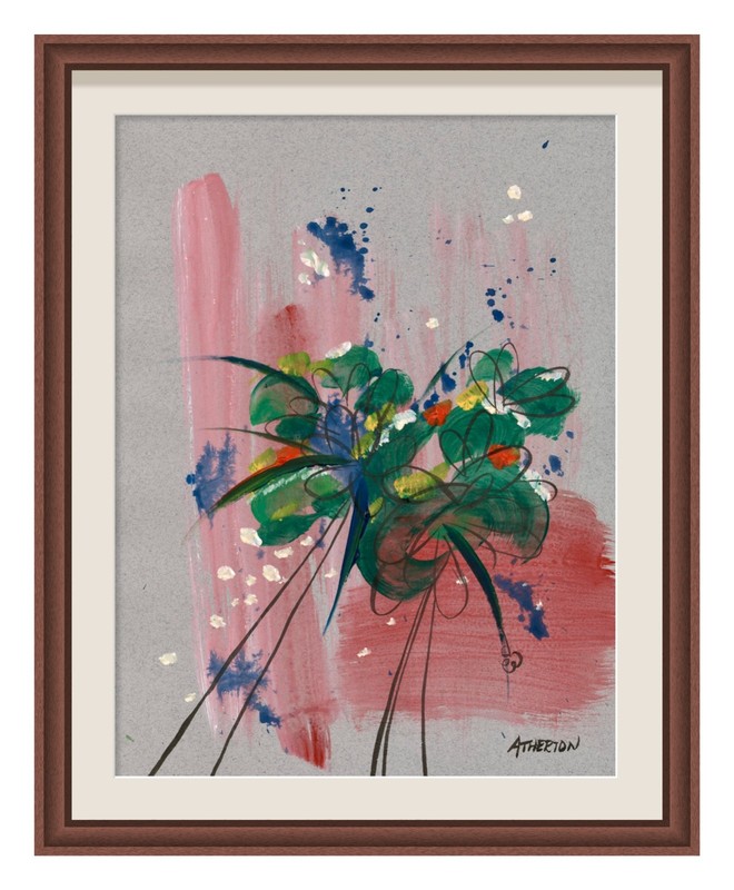 Atherton 9×12 Original Floral minimalist Painting «SPLASH FLOWERS 1» abstract