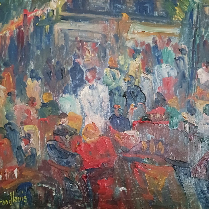 Durand Louis oil painting Bastille Day Juillet 14, 1952 16"x13" gallery
