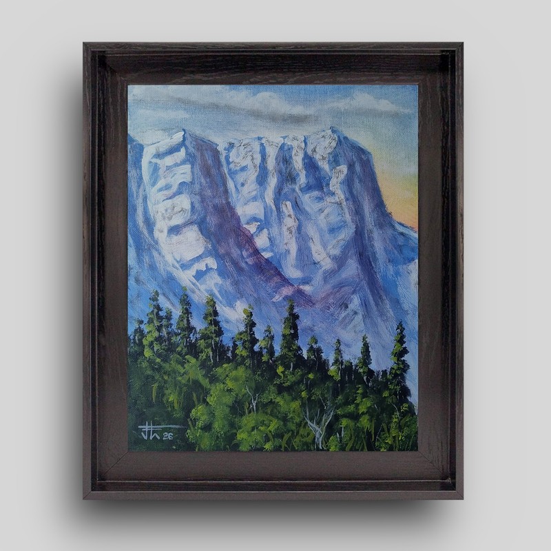 JOHN ART STUDIO Blocky Mountain 14×11 Original Expressionism Art 0030