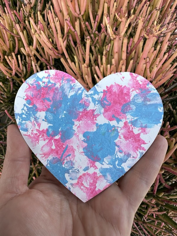Pet Lovers Dog Paw Print Abstract Heart Painting On Wood With Easel Unique Gift