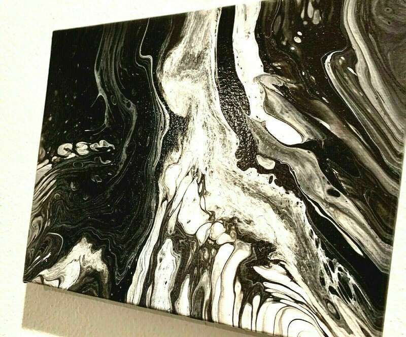 Original Abstract Acrylic Painting Canvas home decor wall art black & white B&W gallery