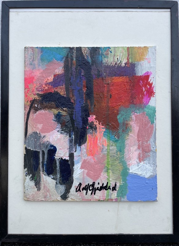Danish Artist Rolf Gjedsted Colorful Composition Modern Painting Midcentury Art
