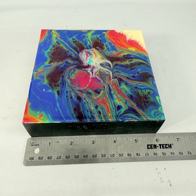 Original Abstract Fluid Art Acrylic Glossy Resin Tracy Eau Claire on Wood 6” gallery