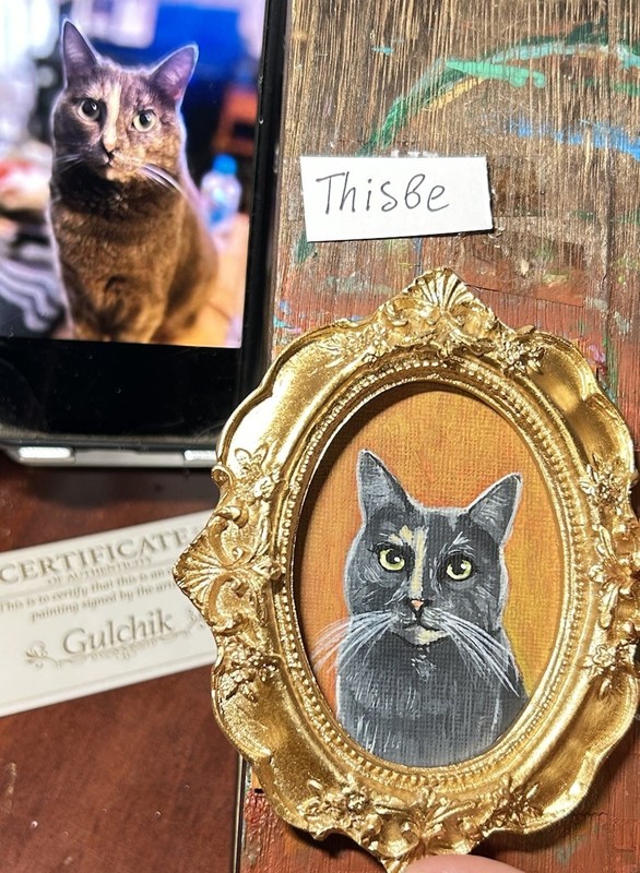 Custom Pet Portrait in 3”x 4" Frame Cat or Dog Painting Miniature Pet Memorial gallery