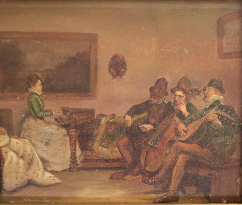 John Seymour Lucas (1849 – 1923) Oil painting on wood panel, Quartet, signedlo