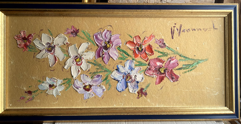 ::OIL PAINTING °ILLEGIBLE SIGNED STILL LIFE VINTAGE FLOWERS FLOWERS FRAME ANTIQUE