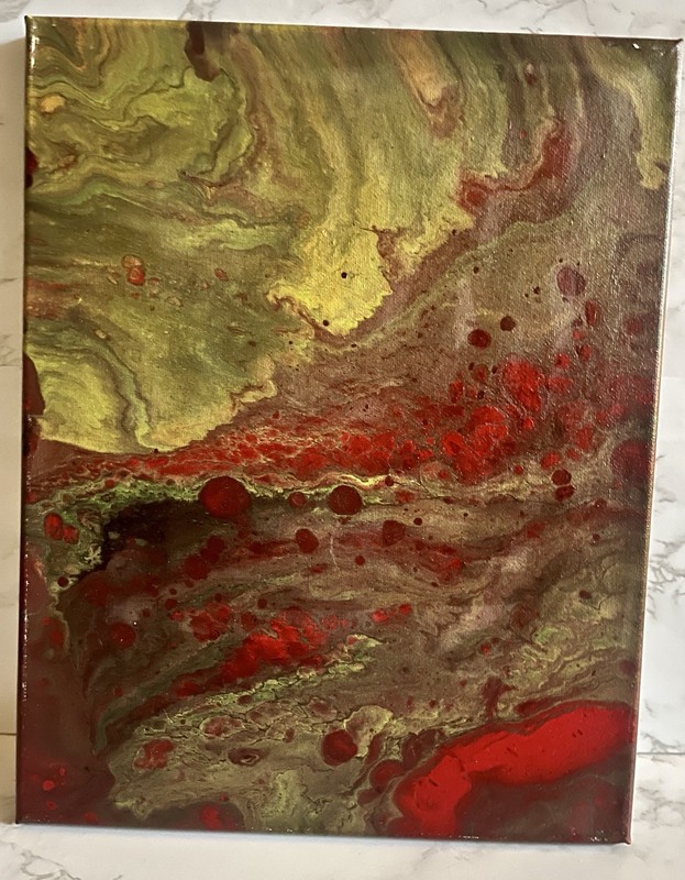 Abstract Acrylic Pour On Canvas Panel Hand Painted Art -Size: 11x14 -Unframed gallery