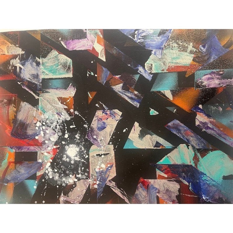 Jesse Berger Space Cadet 2015 Abstract Acrylic Aerosol Canvas Painting 11x14 gallery