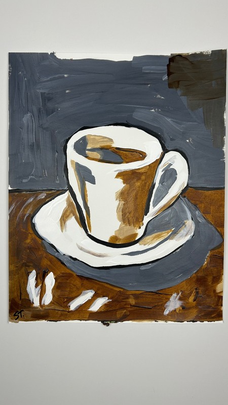 Original Abstract Coffee Painting Cafe Art Wall Art Signed STerling Paper 11x14 gallery