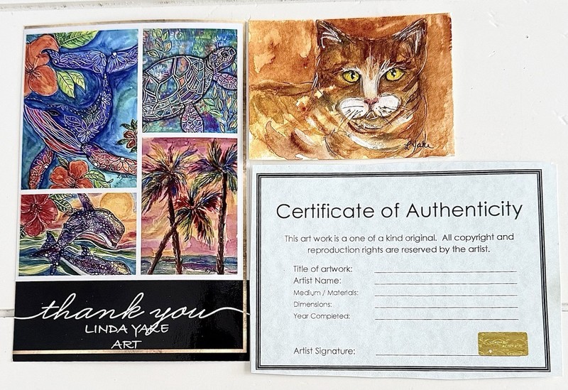 Abstract Cat Outsider Graffiti Art Original Painting 8x10 Matted Linda Yake gallery