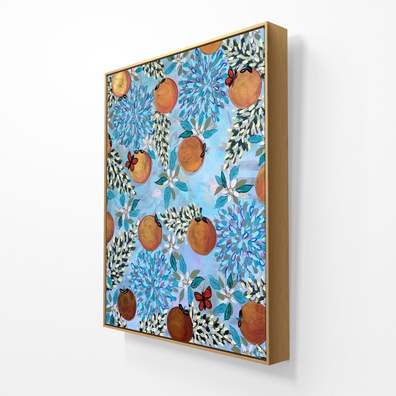 Golden Citrus Garden Symphony – Original Orange Floral Painting 24x30 Canvas 1 gallery