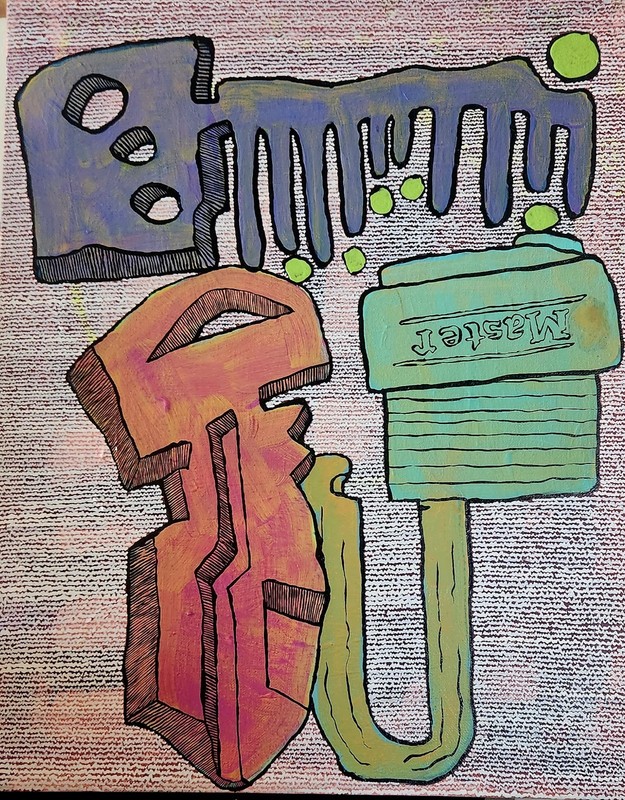 Original , acrylic painting Abstract/Pop Art on Canvas, Signed.,+C.O.A, 16×20